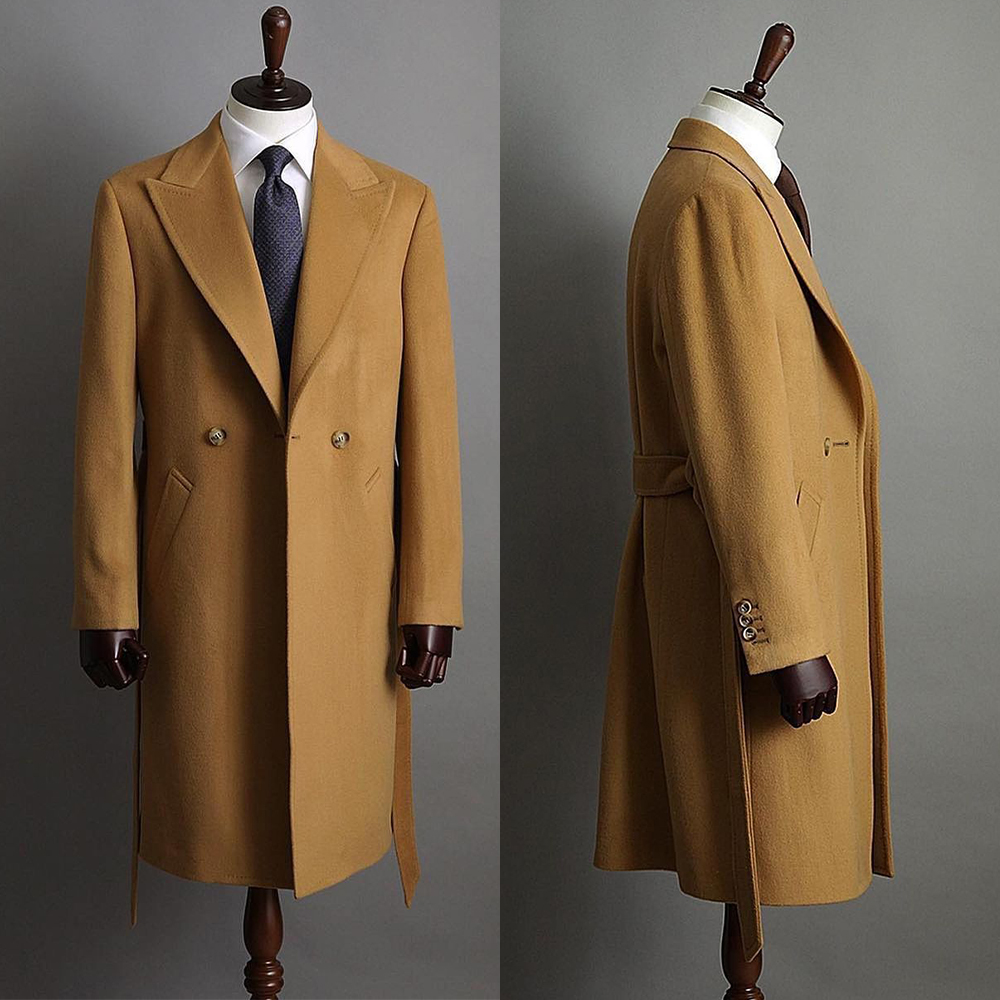 Tailored Coat Wool - Men Overcoat Light Tan Men Suit