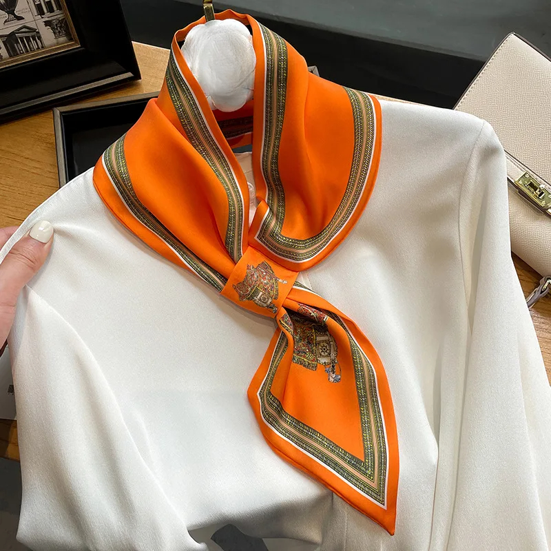 Scarf Silk Neck - Retro Print Skinny Silk Scarfs Women