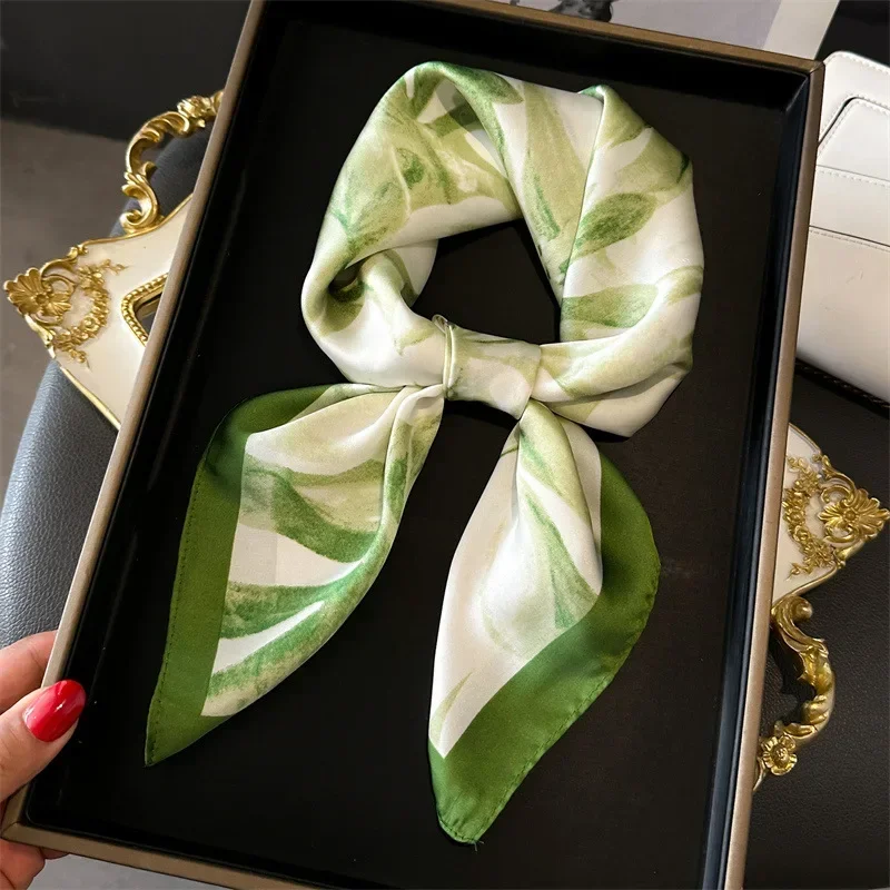 Scarf Silk Neck - Floral Silk Imitation Scarf for Lady