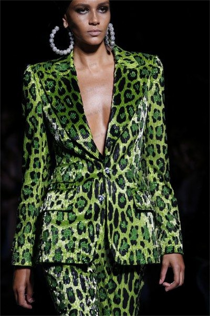 Sequins Leopard Women Suit Set - Women'S Formal Jackets To Wear With Dresses avis et prix