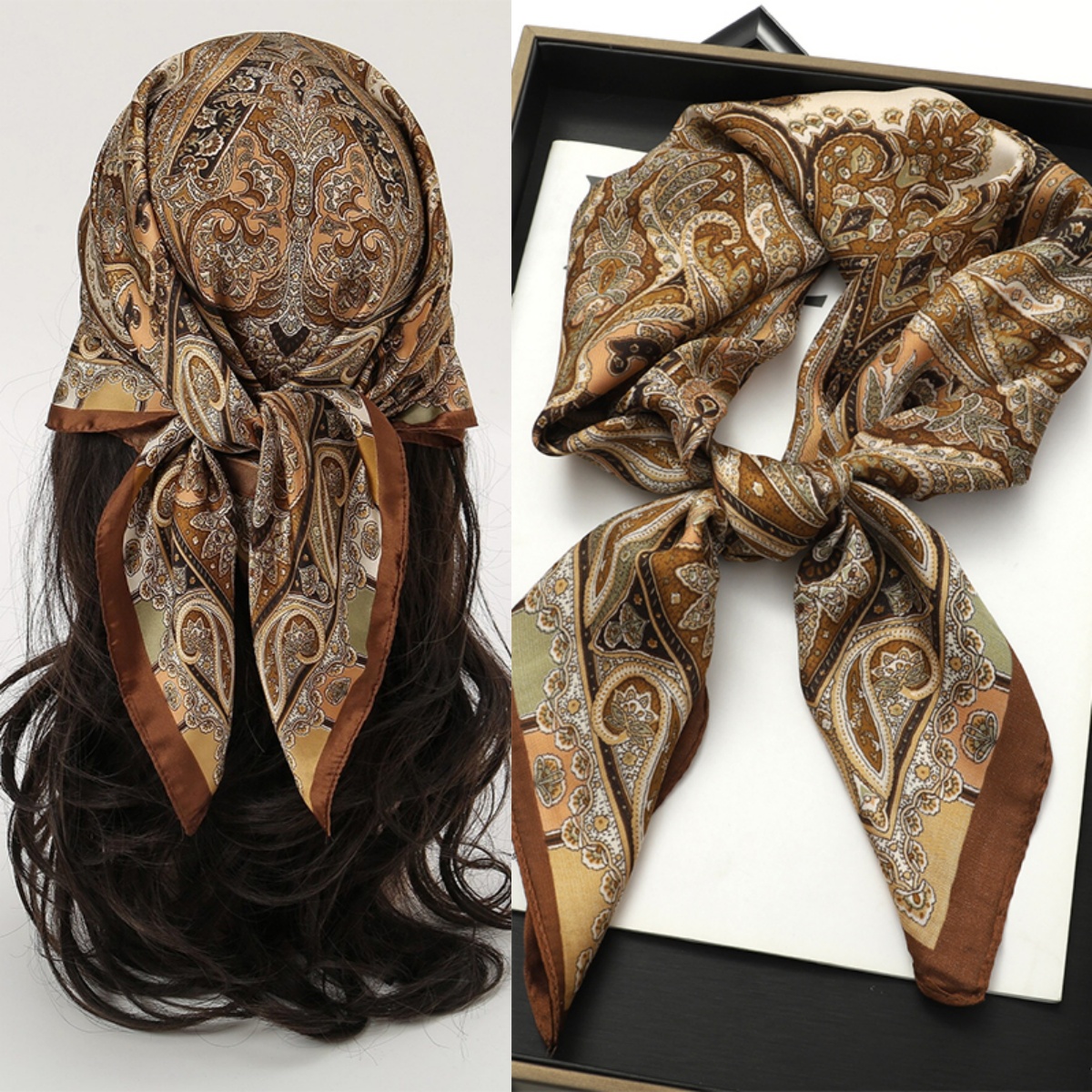 Bohemian Style Print Luxury Br - Scarf Silk Neck avis et prix