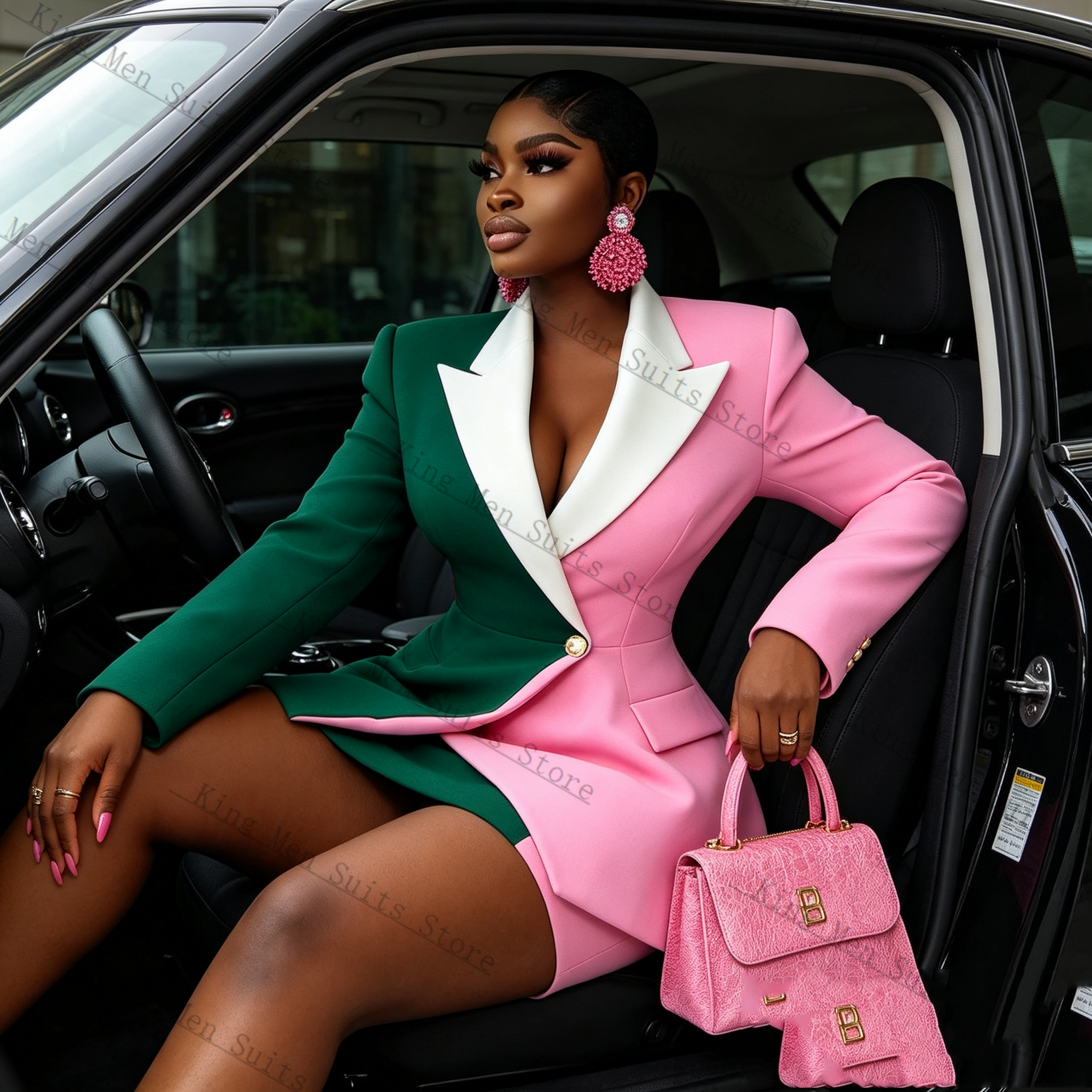 Pink Green Women Suit Skirt Se - Women'S Formal Jackets To Wear With Dresses avis et prix