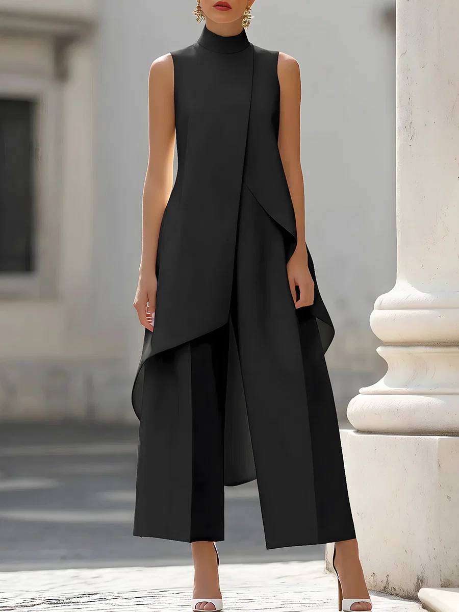 Sleeveless High Neck Asymmetri - Women'S Elegant Formal Wear avis et prix