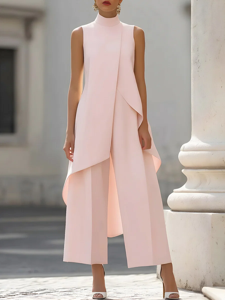 Sleeveless High Neck Asymmetri - Women'S Elegant Formal Wear avis et prix
