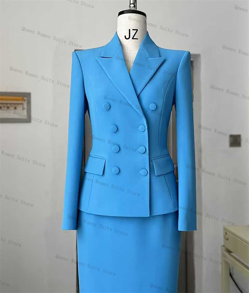 Sky Blue Women Suit Skirt Set  - Women'S Formal Jackets To Wear With Dresses avis et prix