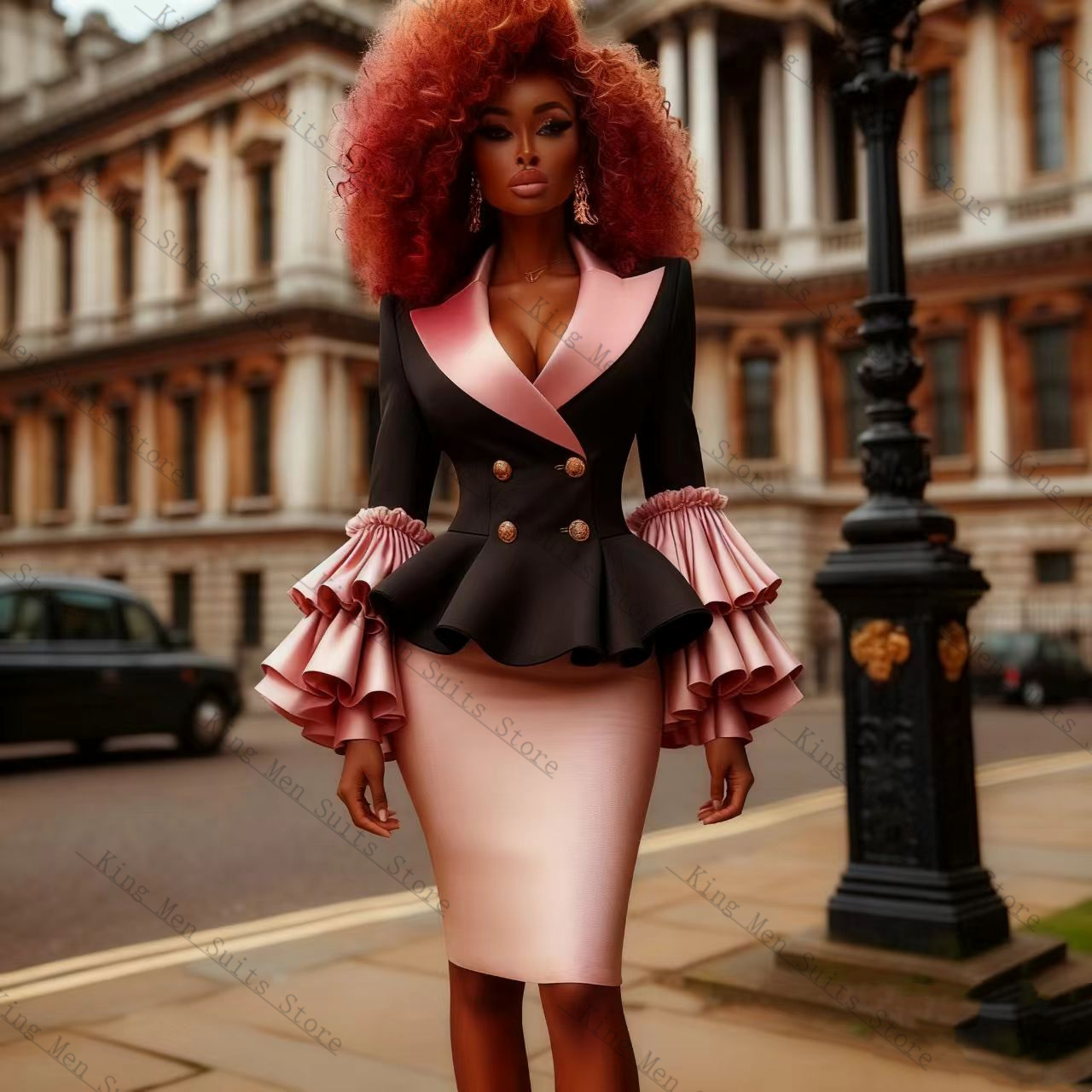 Black Pink Women Suit Set 2 Pc - Women'S Formal Jackets To Wear With Dresses avis et prix