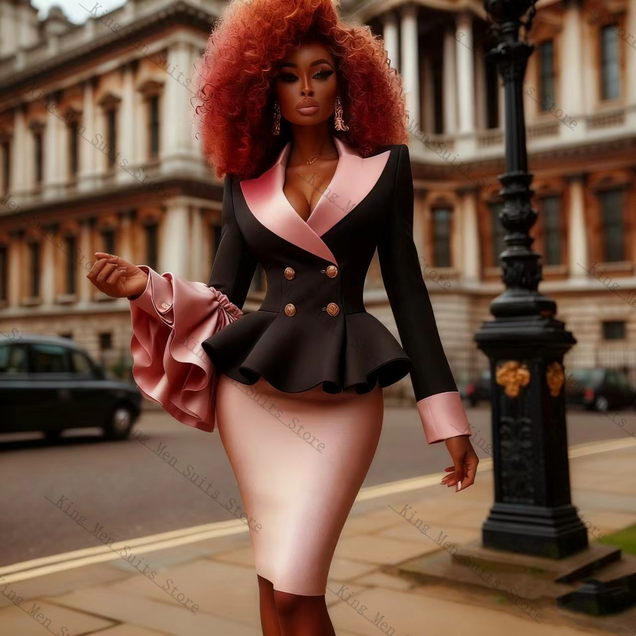 Black Pink Women Suit Set 2 Pc - Women'S Formal Jackets To Wear With Dresses avis et prix