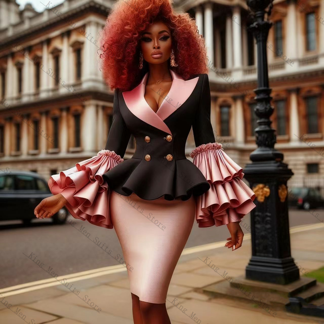 Black Pink Women Suit Set 2 Pc - Women'S Formal Jackets To Wear With Dresses avis et prix