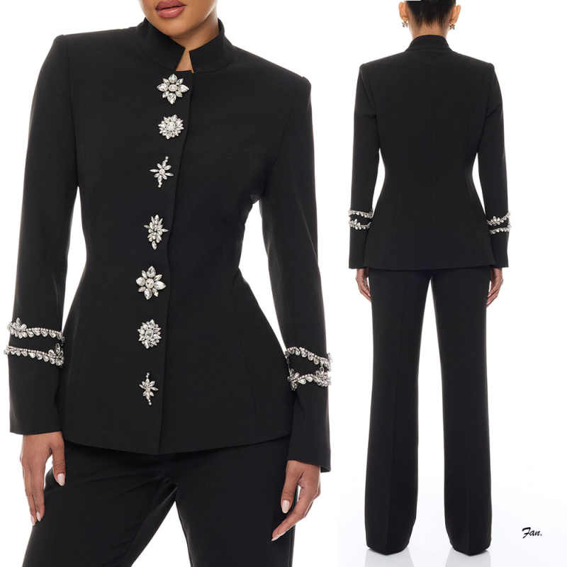 Designer Crystal Women Pants S - Women'S Formal Jackets To Wear With Dresses avis et prix