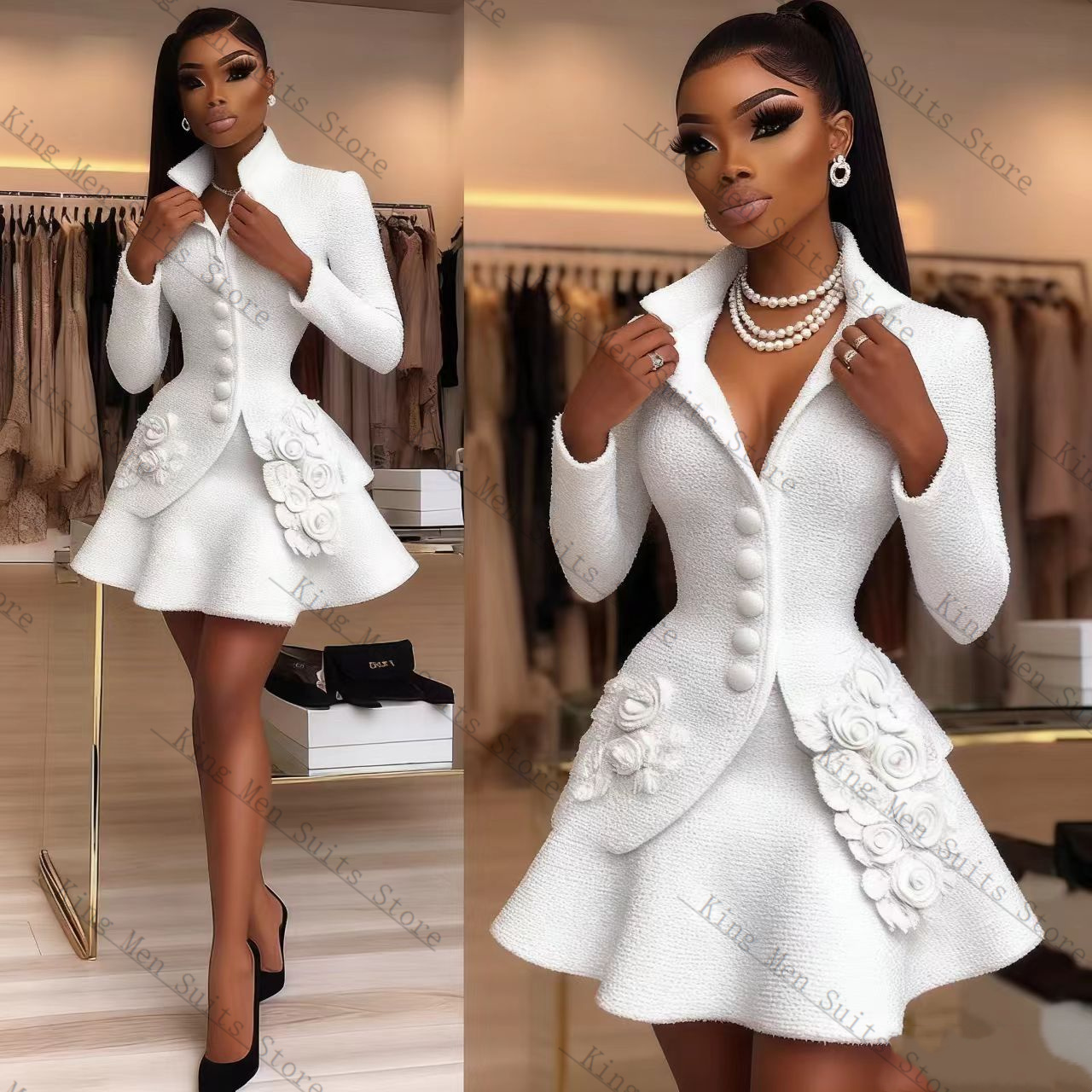 Luxury White Women Suit Set 2  - Women'S Formal Jackets To Wear With Dresses avis et prix