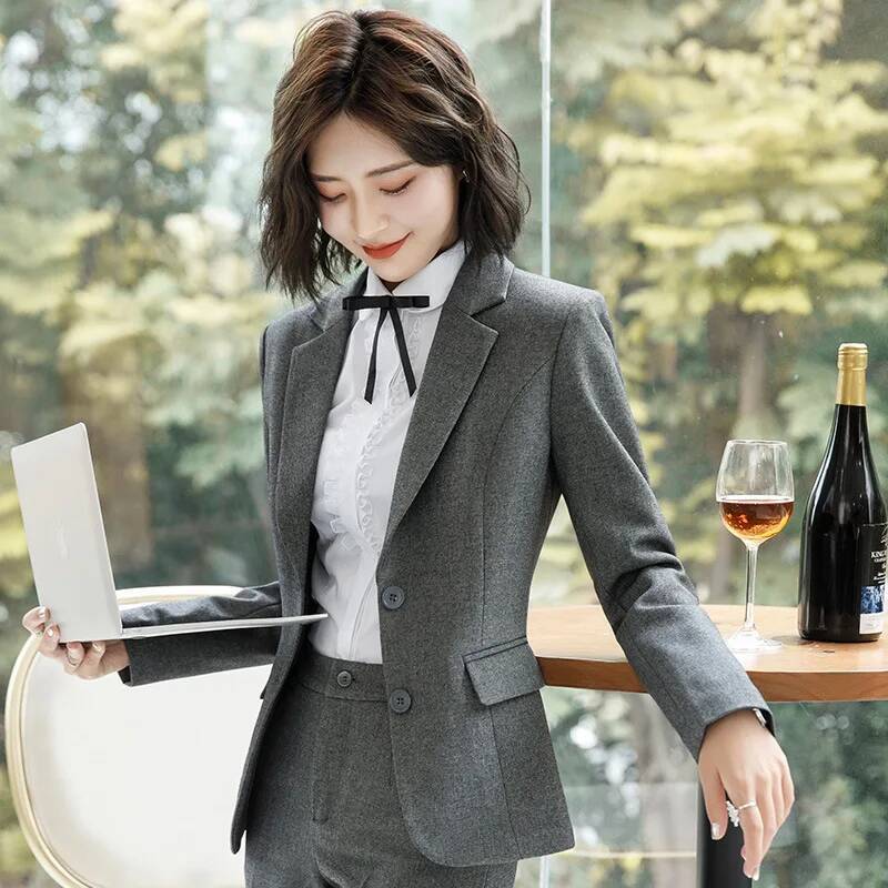 Novelty Gray Formal Blazers an - Formal Winter Wear Women Jacket avis et prix