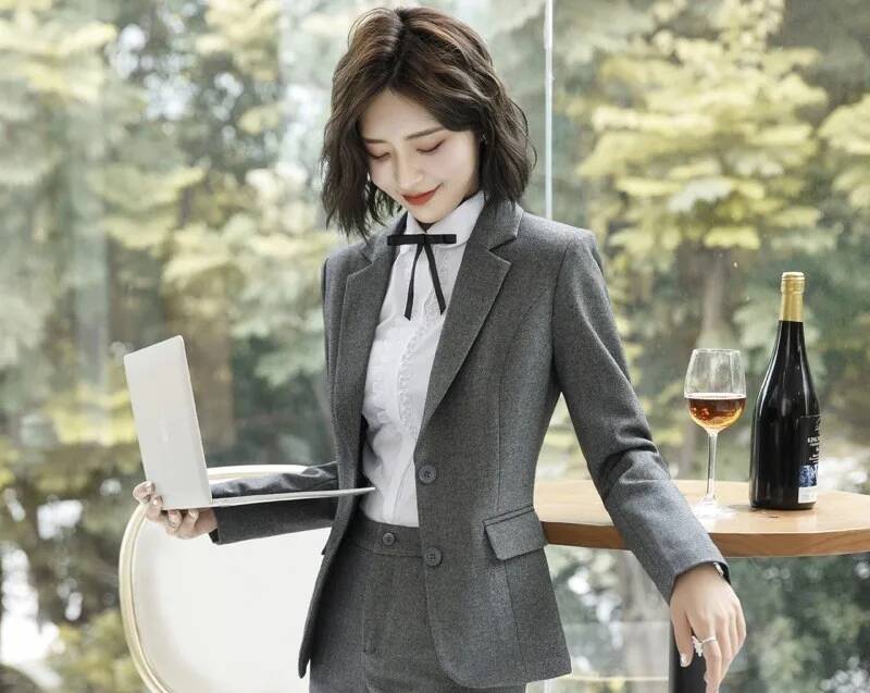 Novelty Gray Formal Blazers an - Formal Winter Wear Women Jacket avis et prix