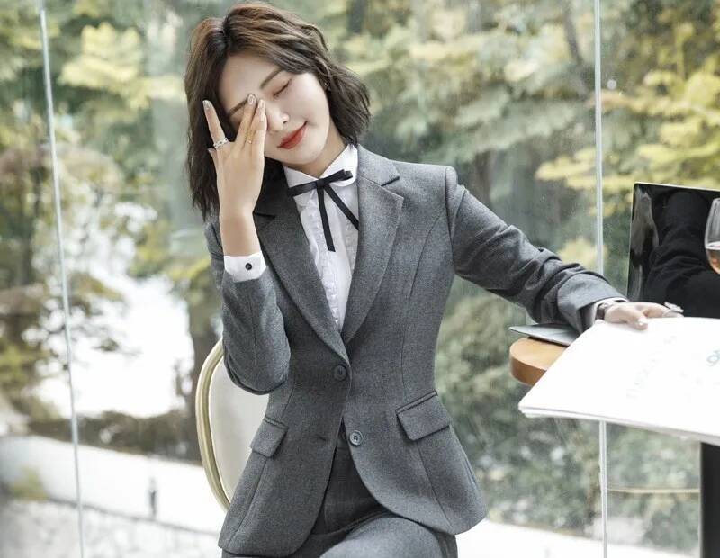 Novelty Gray Formal Blazers an - Formal Winter Wear Women Jacket avis et prix