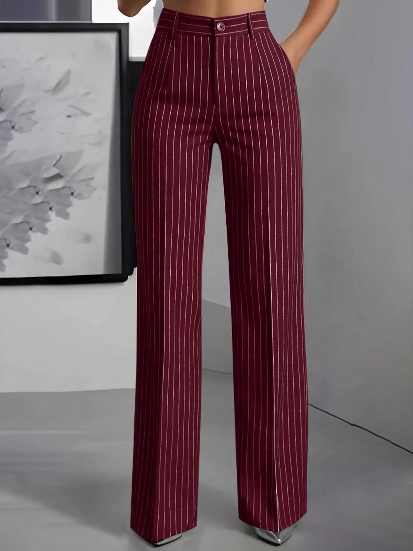 Elegant High Waist Straight Le - Women'S Formal Wear With Pants avis et prix
