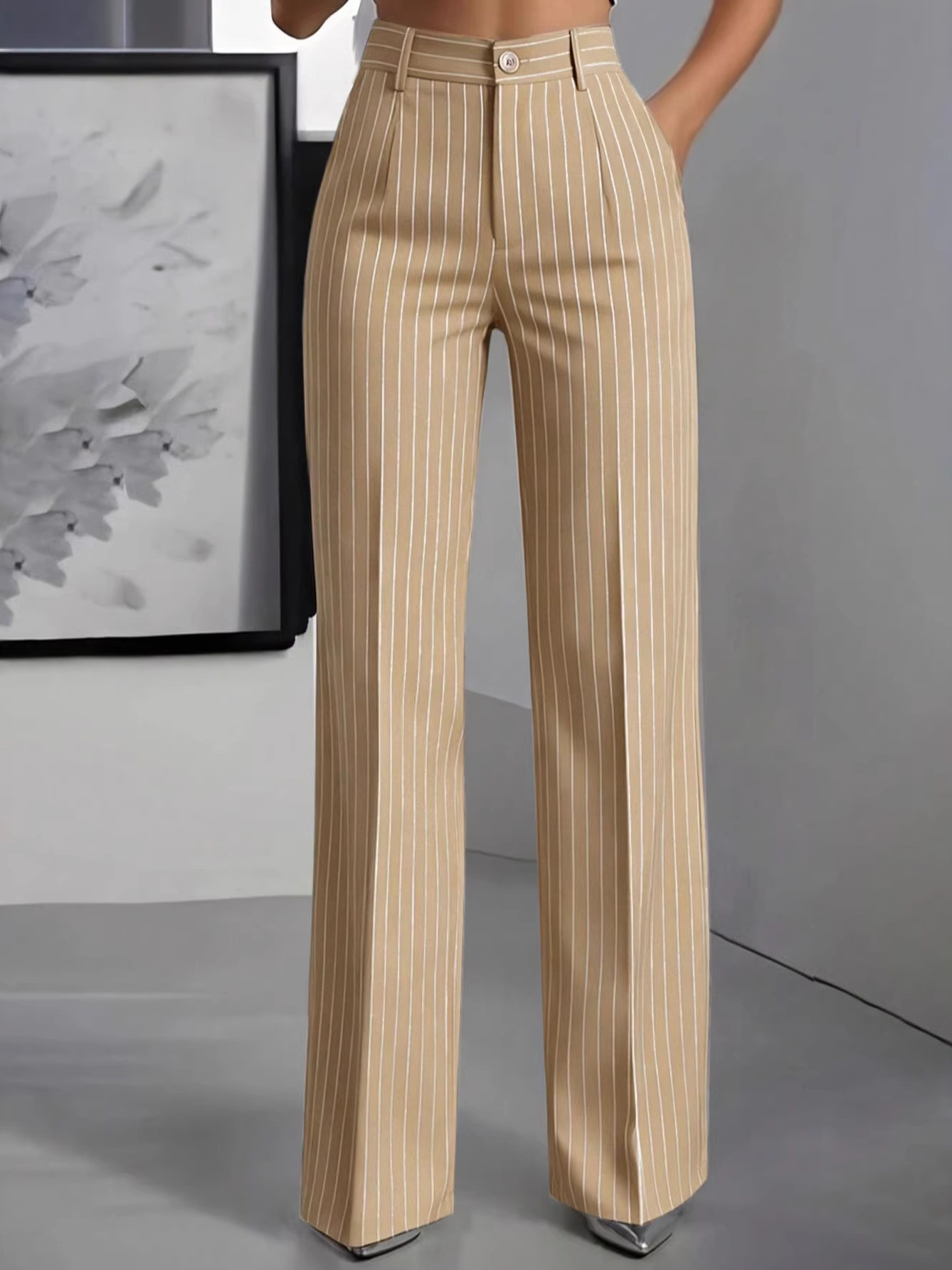 Elegant High Waist Straight Le - Women'S Formal Wear With Pants avis et prix