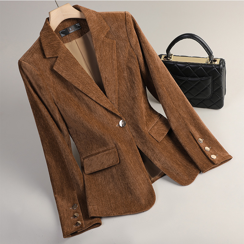 Yellow Gold Velvet Blazer Wome - Formal Winter Wear Women Jacket avis et prix