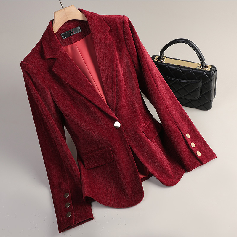 Yellow Gold Velvet Blazer Wome - Formal Winter Wear Women Jacket avis et prix