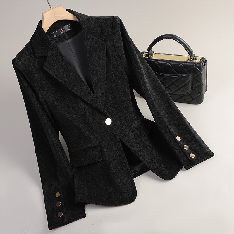 Yellow Gold Velvet Blazer Wome - Formal Winter Wear Women Jacket avis et prix