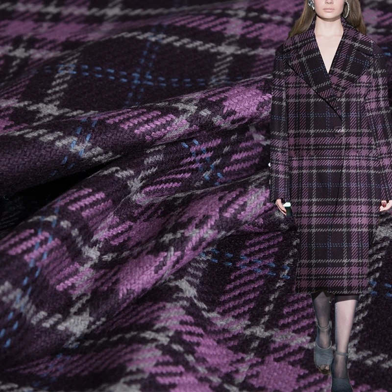 Redraspberry Purple Plaid Twee - Tailored Coat Wool avis et prix