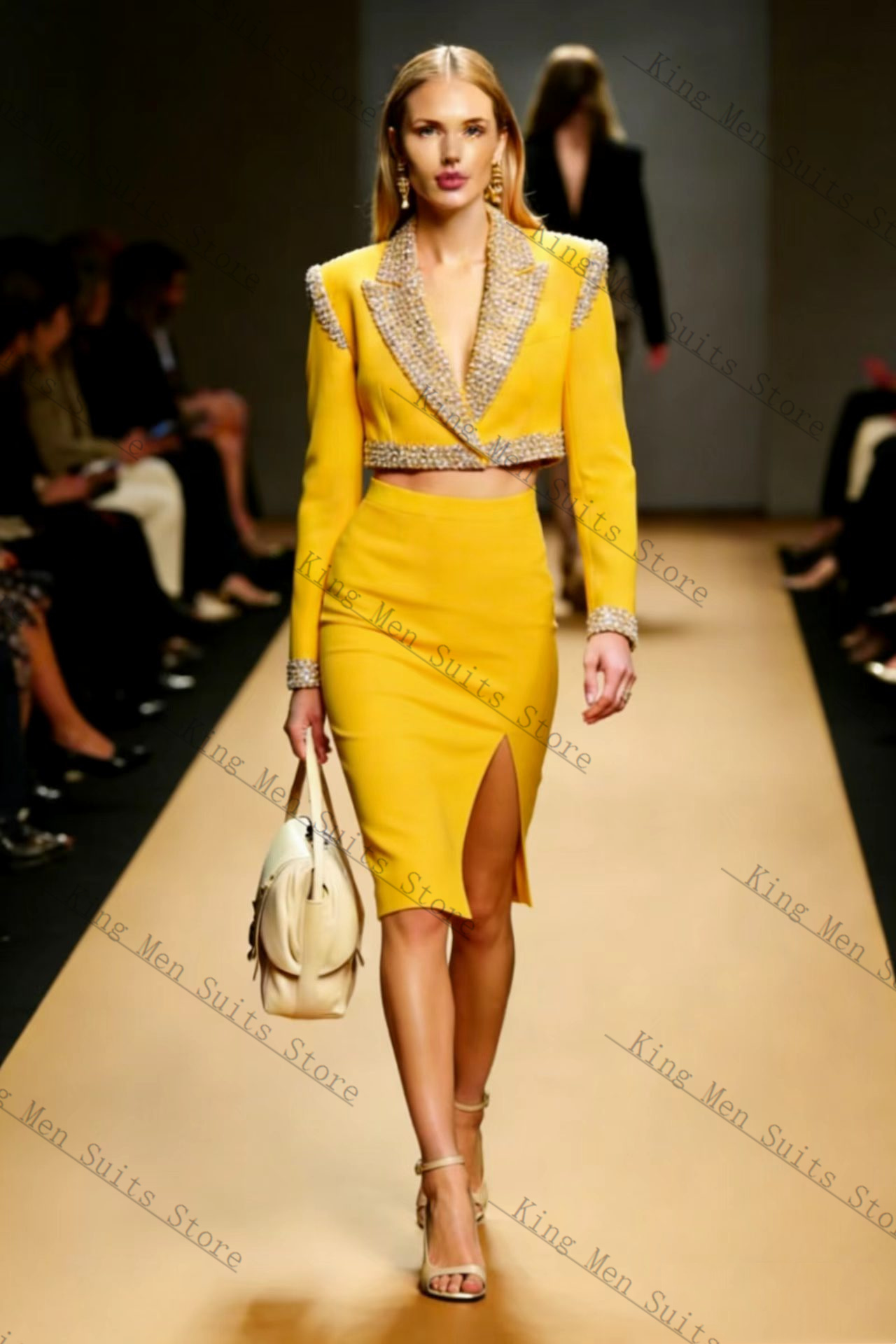 Yellow Crystals Women Suit Ski - Women'S Formal Jackets To Wear With Dresses avis et prix