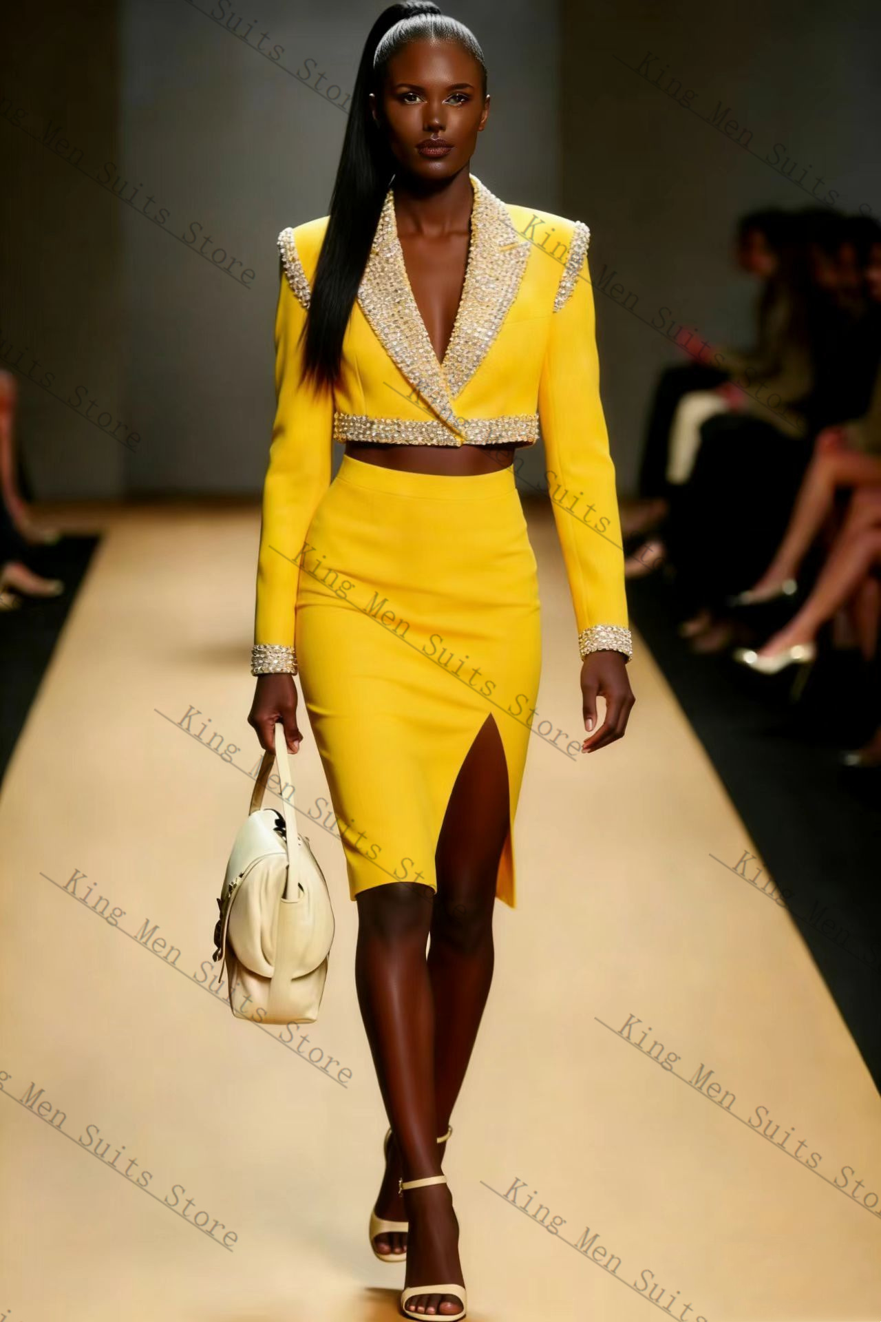 Yellow Crystals Women Suit Ski - Women'S Formal Jackets To Wear With Dresses avis et prix