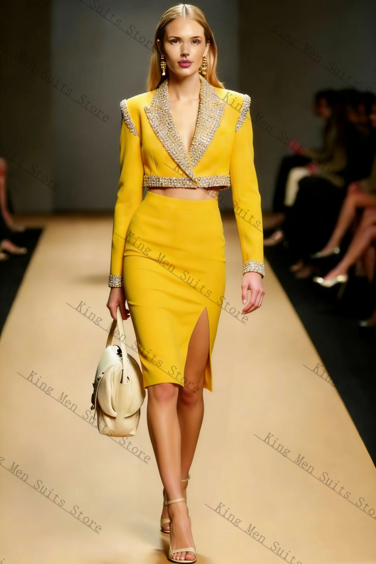 Yellow Crystals Women Suit Ski - Women'S Formal Jackets To Wear With Dresses avis et prix