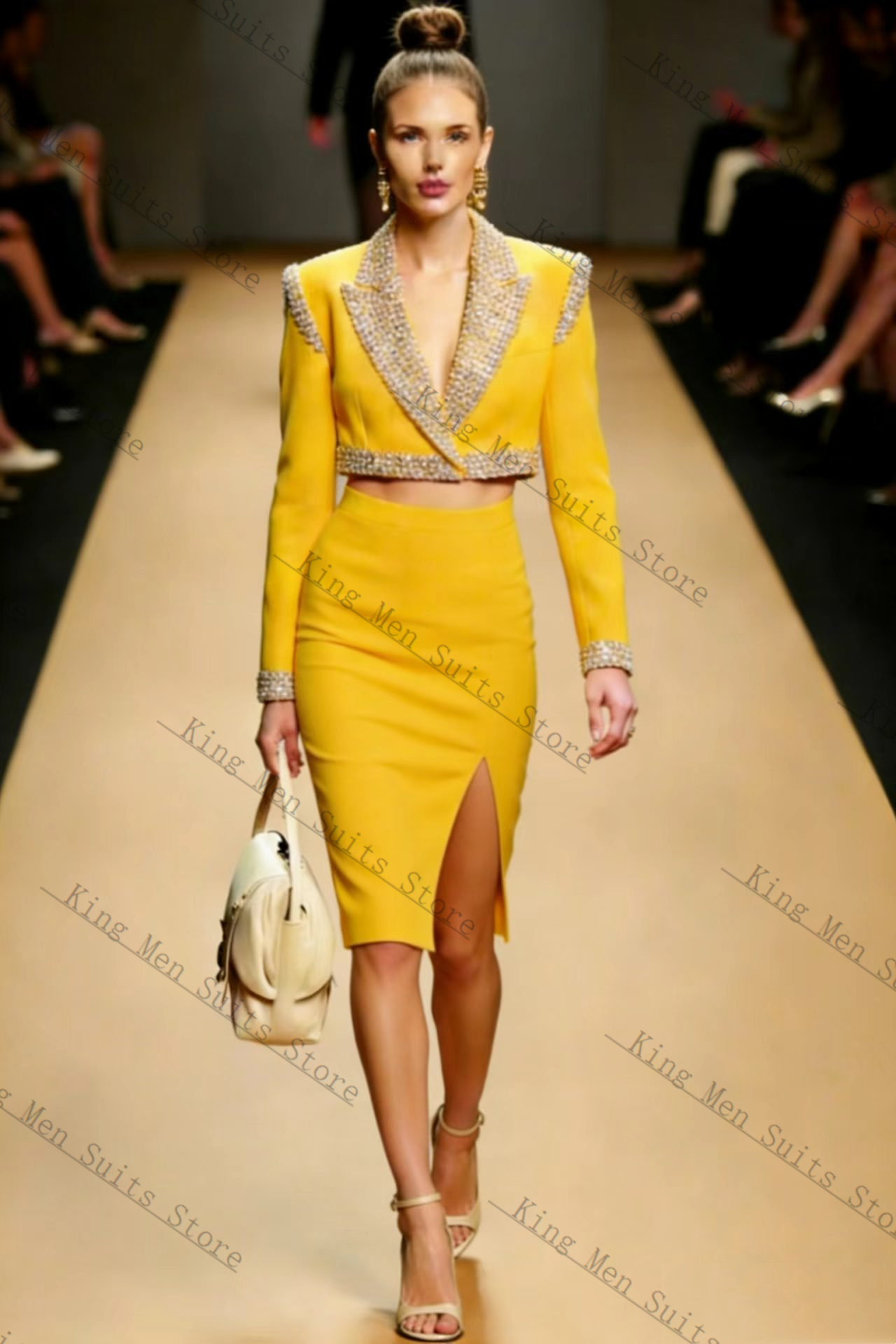 Yellow Crystals Women Suit Ski - Women'S Formal Jackets To Wear With Dresses avis et prix