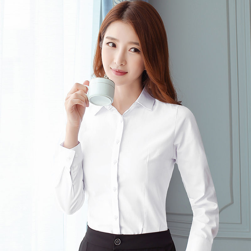 Korean Slim Black White Blouse - Women Formal Wear Shirts avis et prix