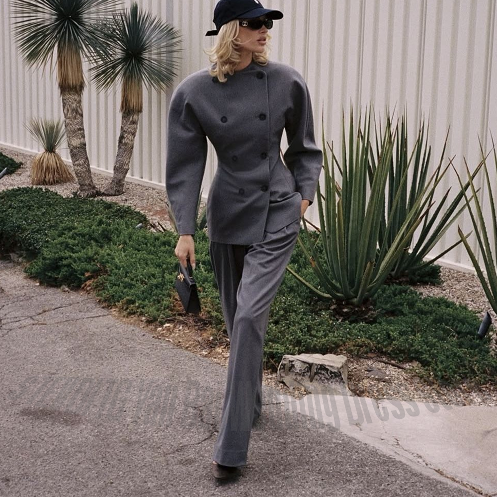 Classic Grey Women's Suit Set  - Women Formal Wear Shirts avis et prix
