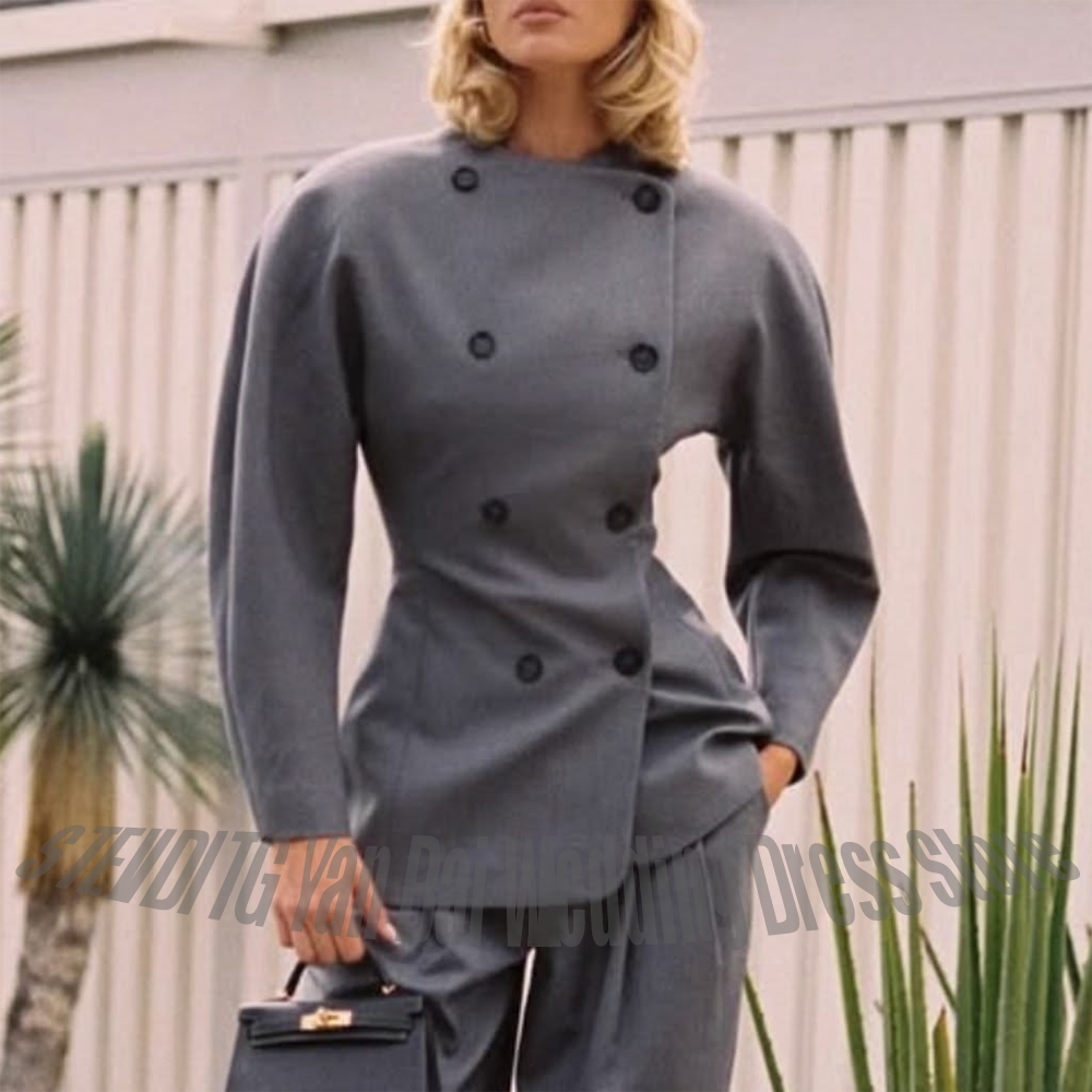 Classic Grey Women's Suit Set  - Women Formal Wear Shirts avis et prix
