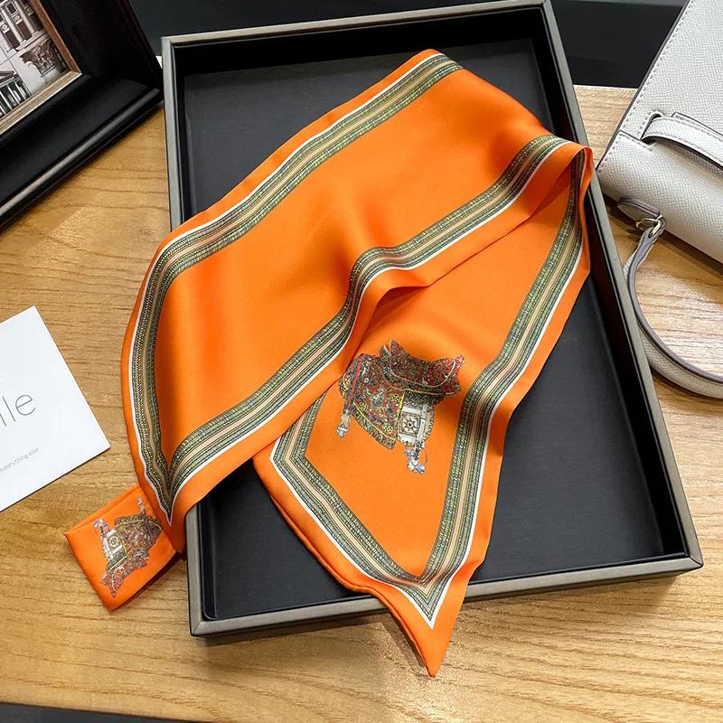 Retro Print Skinny Silk Scarfs - Scarf Silk Neck avis et prix