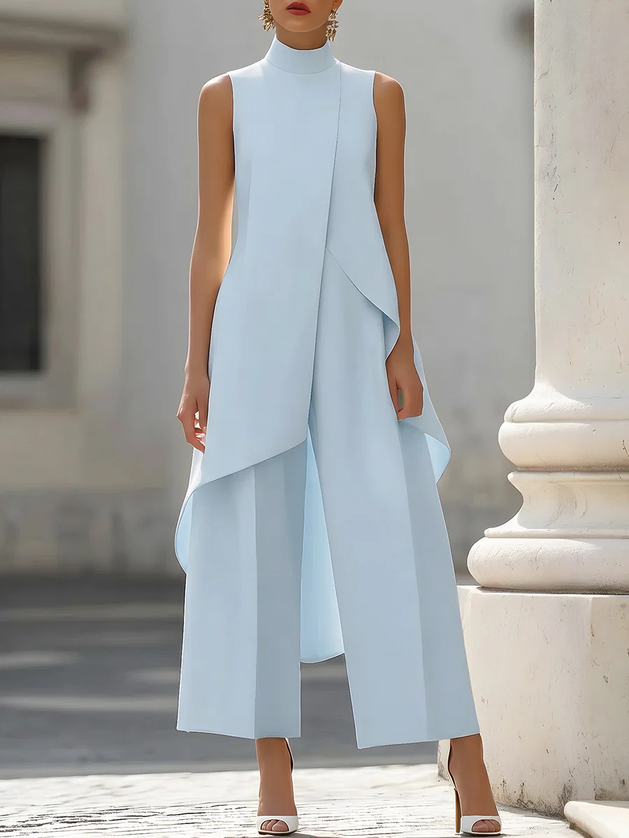 Sleeveless High Neck Asymmetri - Women'S Elegant Formal Wear avis et prix