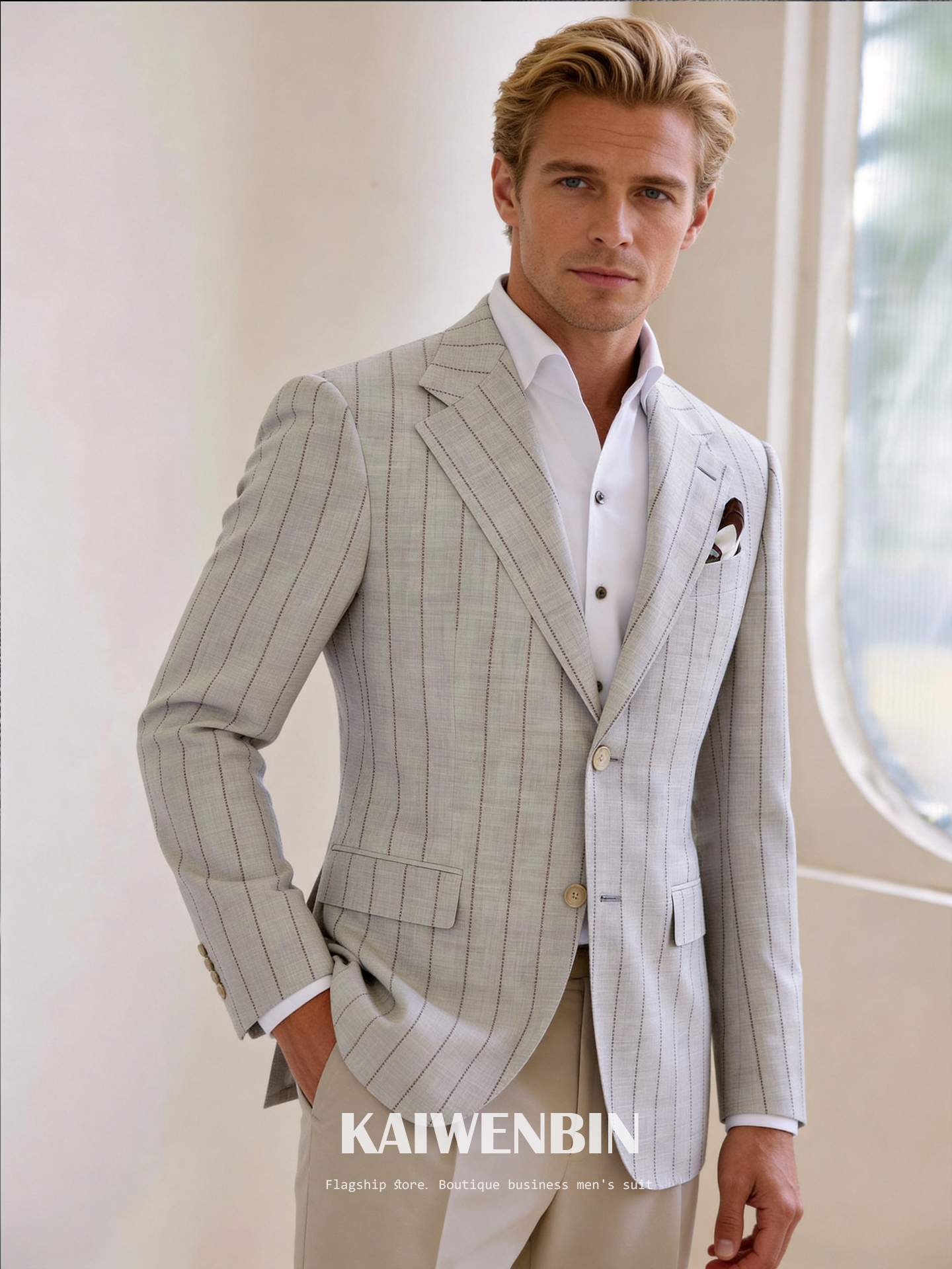 Men Blazer 100% Wool Striped L - Tailored Coat Wool avis et prix