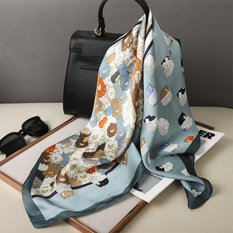Luxury Silk Shawl Fat Cat Squa - Scarf Silk Neck avis et prix