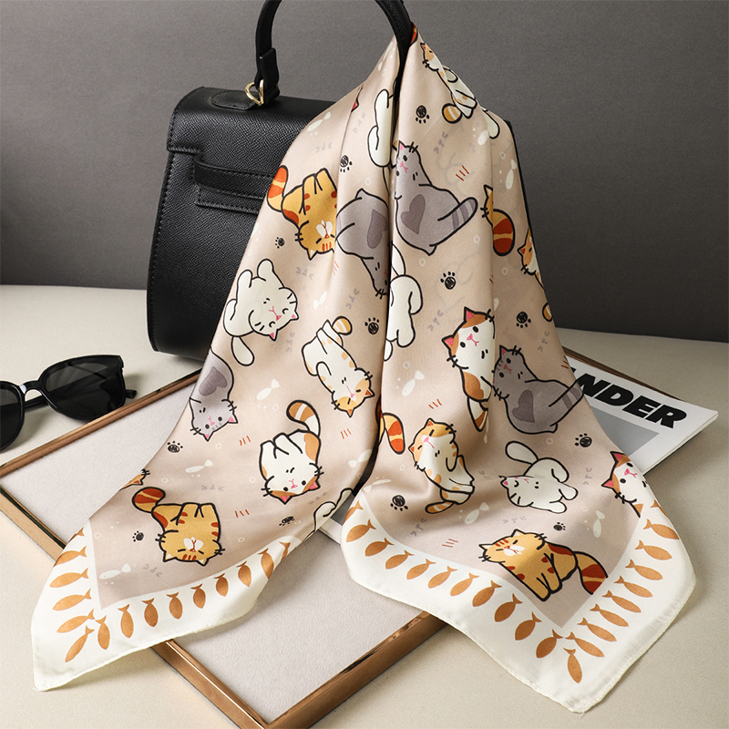 Luxury Silk Shawl Fat Cat Squa - Scarf Silk Neck avis et prix