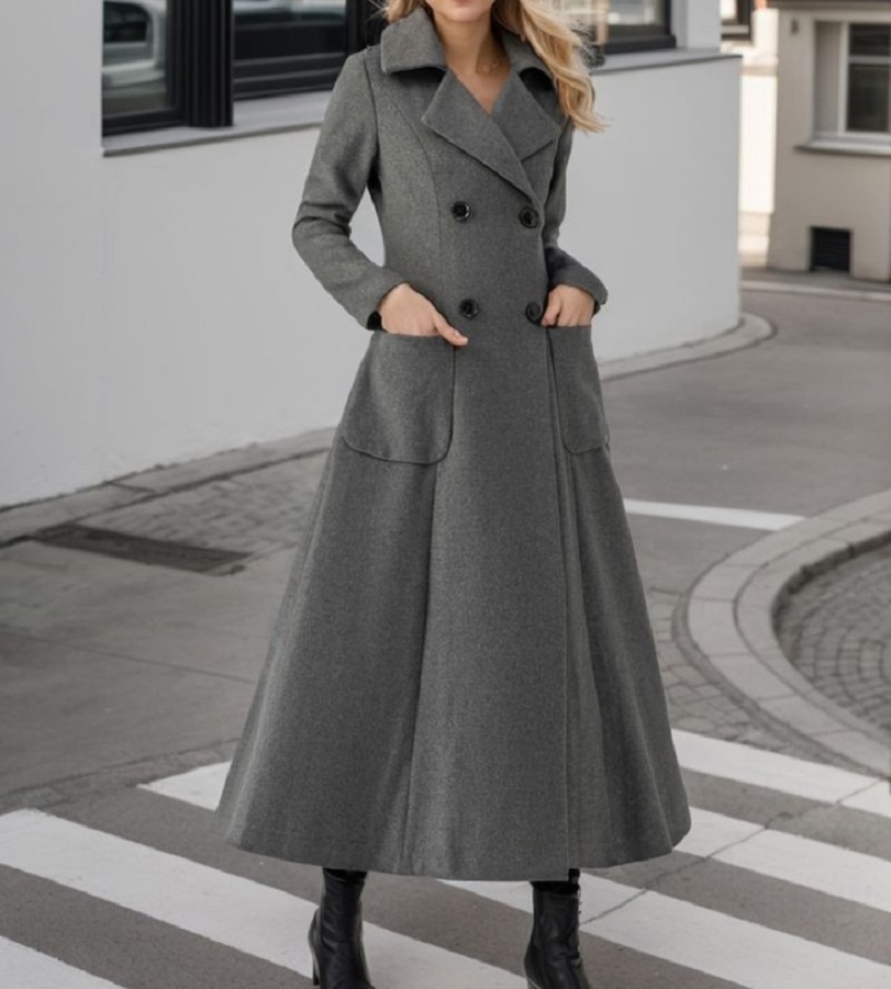 Women Gray Long Jacket Wool Do - Tailored Coat Wool avis et prix
