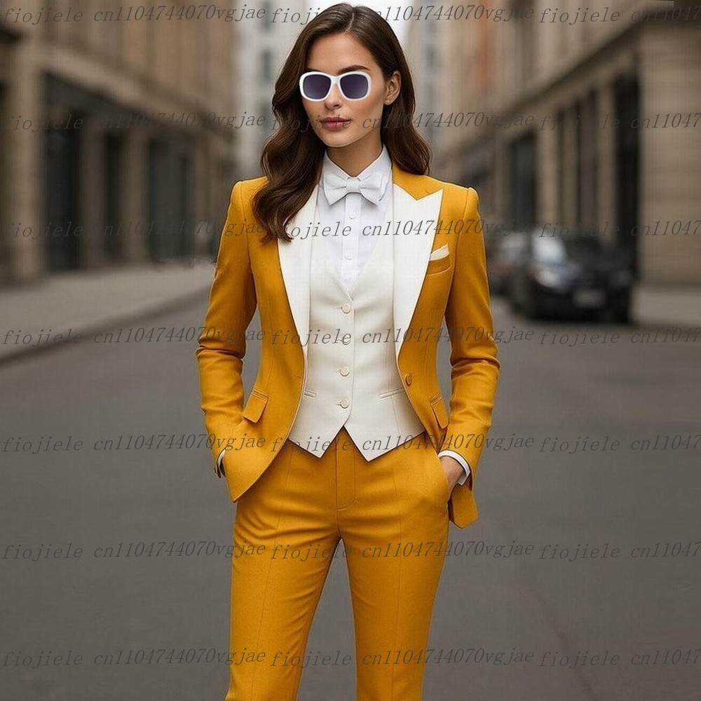 Yellow And White Formal Busine - Women'S Formal Wear With Pants avis et prix