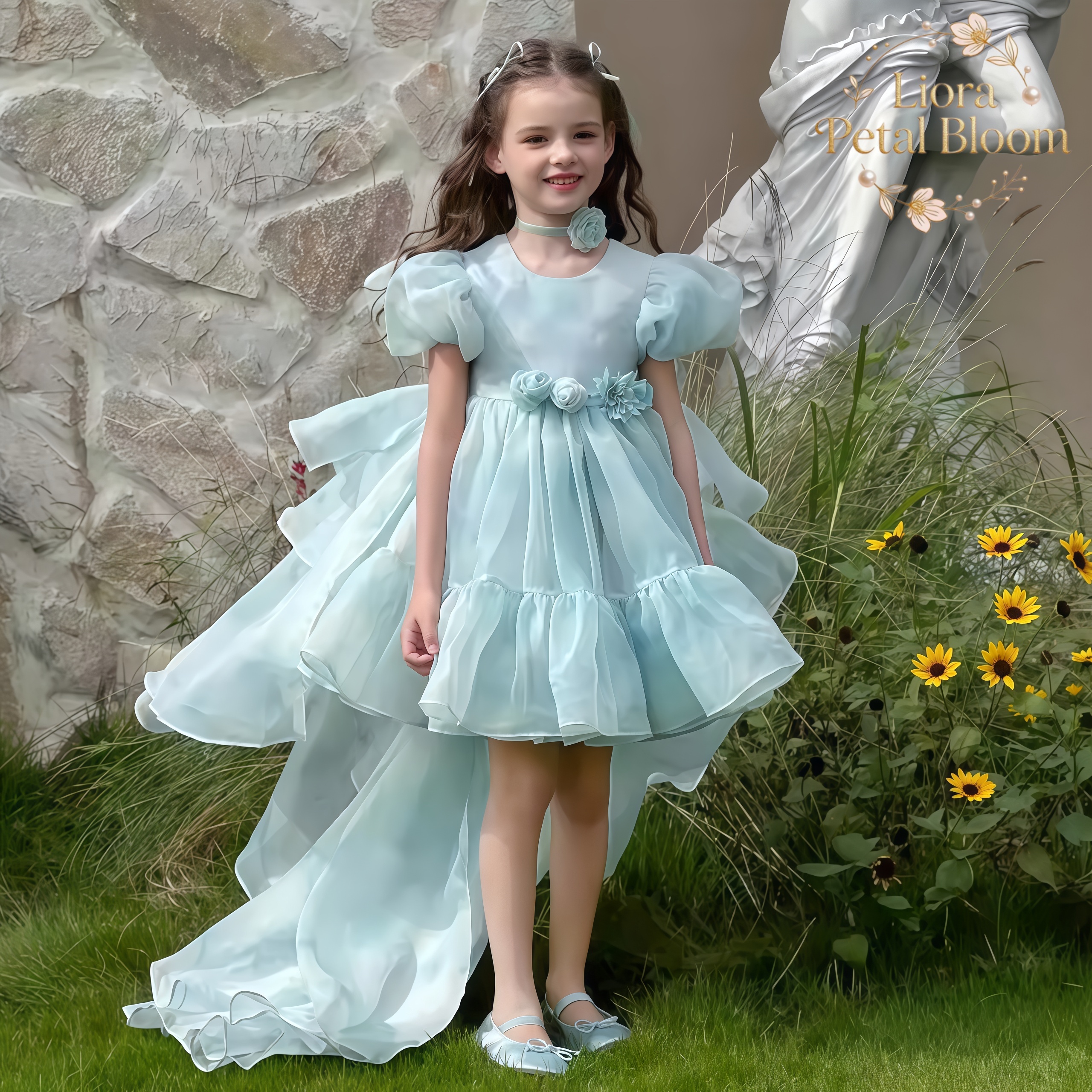 Blue Tulle Gown  Girls' Bow Pa - Women'S Formal Wear For Girls avis et prix