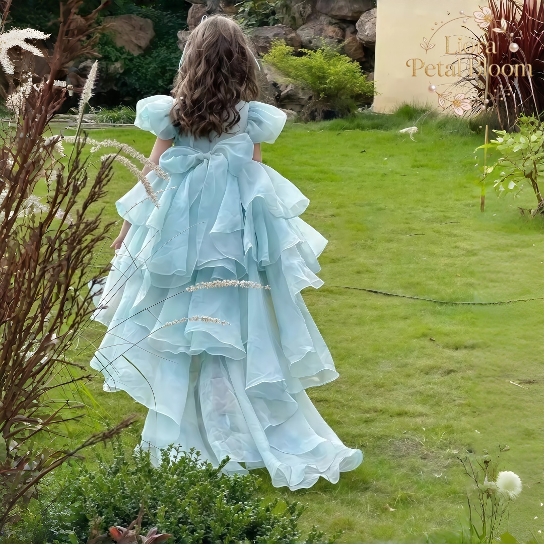 Blue Tulle Gown  Girls' Bow Pa - Women'S Formal Wear For Girls avis et prix